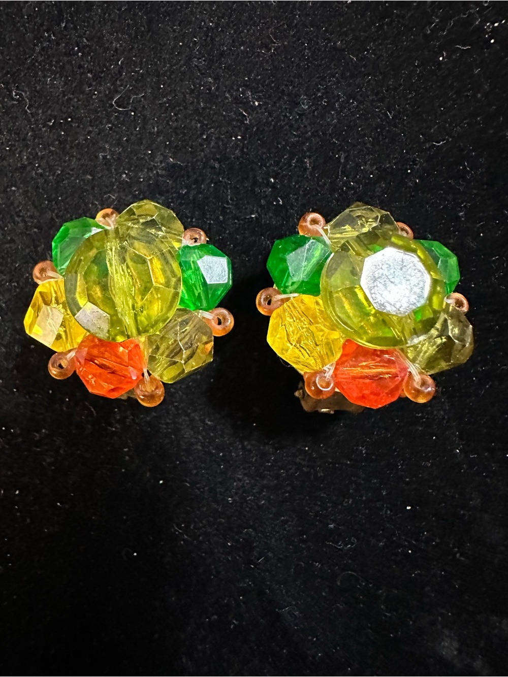 Vtge. Germany mid -century cluster clip-on earrings